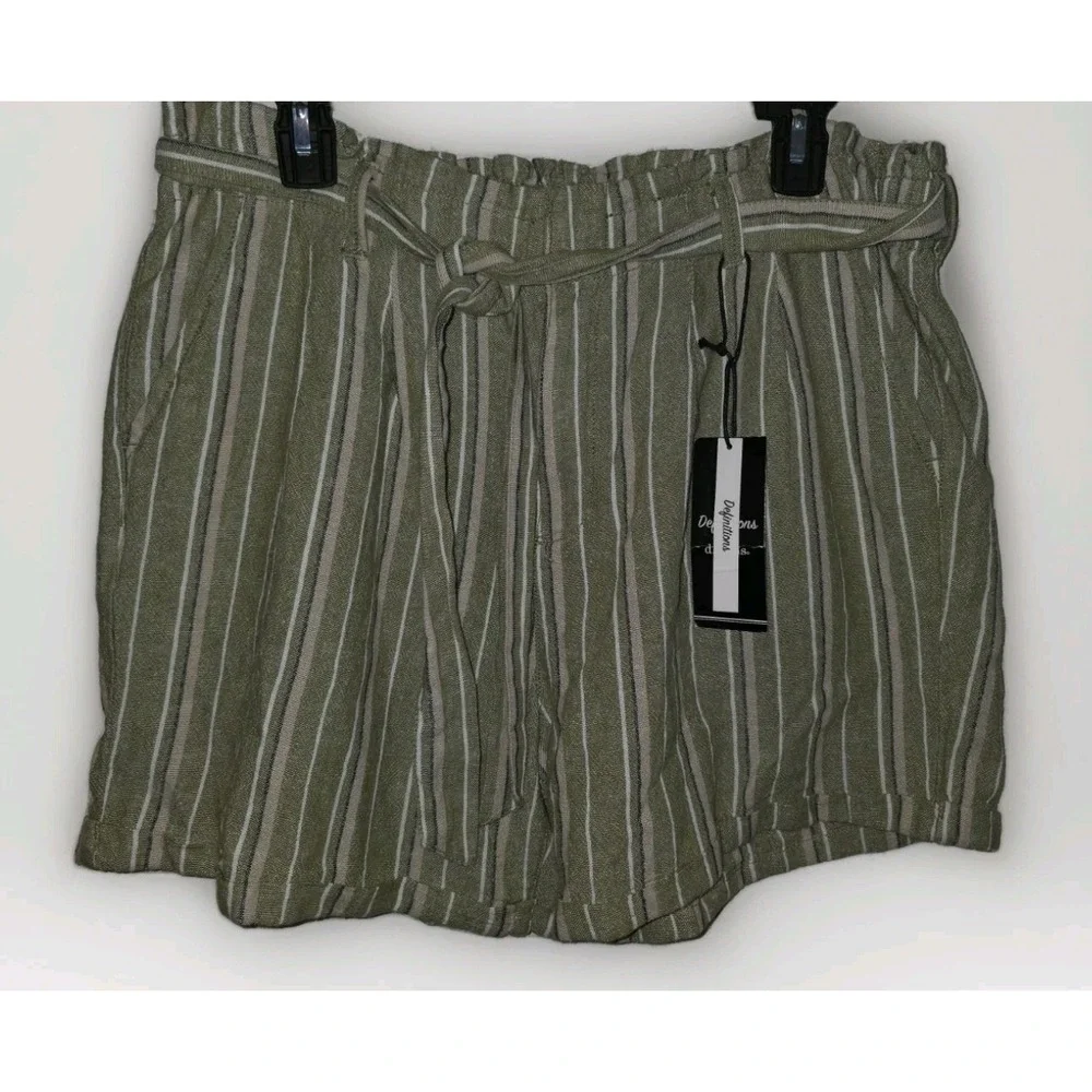 Linen Blend Bohemian Women's Definitions by D. Jeans Green Stripe Shorts Sz L